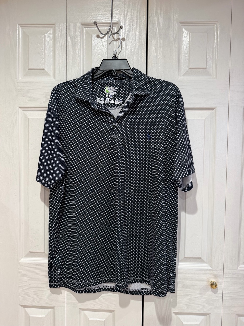 Tailorbyrd Navy & White Micro Dot Short Sleeve Polo